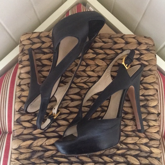 Prada Shoes - Black Leather Prada Heels